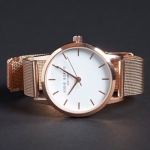 HP🔥NWT Eddie Borgo Soho rose gold watch stainless steel/woven mesh metal strap